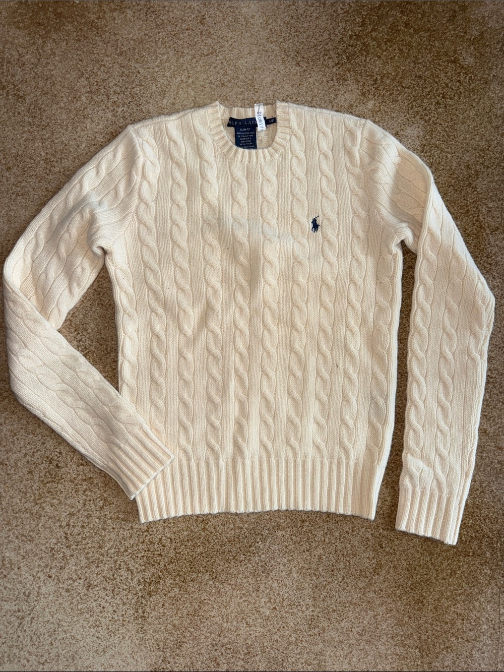 Ralph Lauren Ivory Cable-Knit Crewneck Sweater